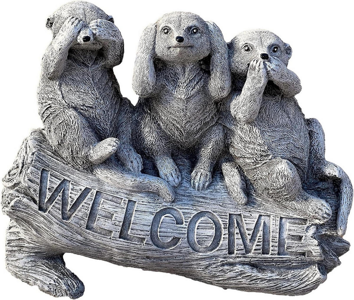 STEINFIGUR 3 Erdmännchen Welcome frostfest Steinguss - Grau, Stein (24/20/10cm) - stoneandstyle