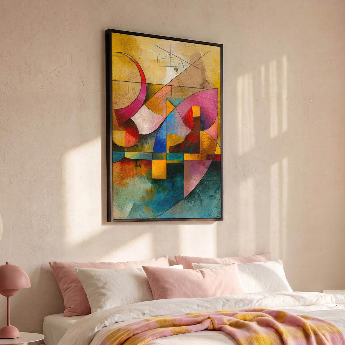 LEINWAND Bilder mit Rahmen - Kunst - Abstrakt - Modern - 100x150 - Gelb, Textil (100/150cm) - MuchoWow