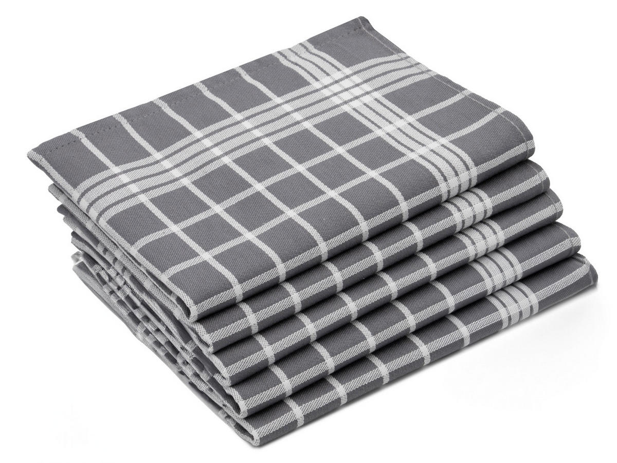 GESCHIRRTÜCHER, 5er-Set, 50x70 cm, 100% Baumwolle, Grau - Grau, Textil (50/70cm) - Zollner