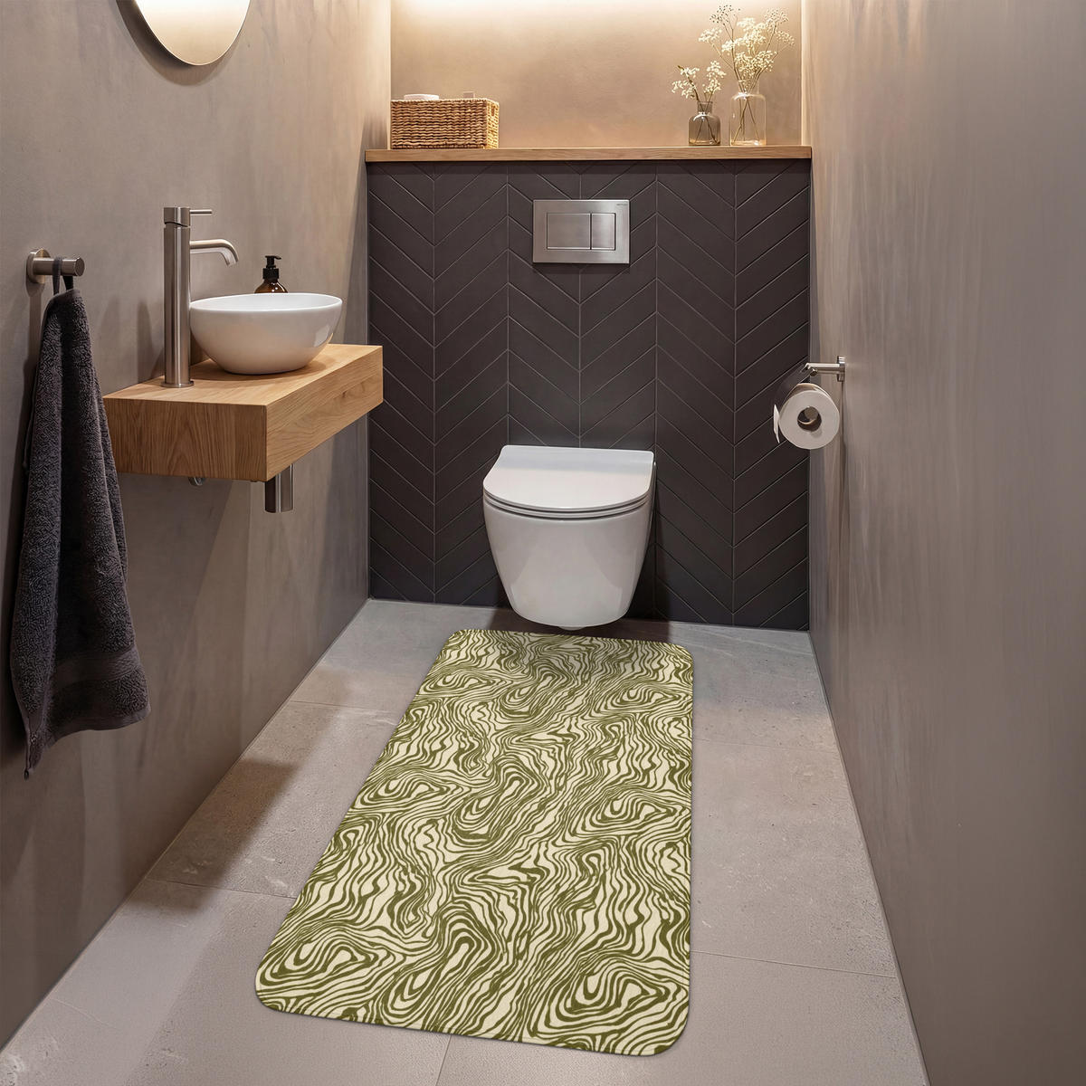WC PŘEDLOŽKA Abstraktní - Mramor - Zelený 60x120 cm - tmavě zelená, textil/plast (60/1cm) - OnlyWow