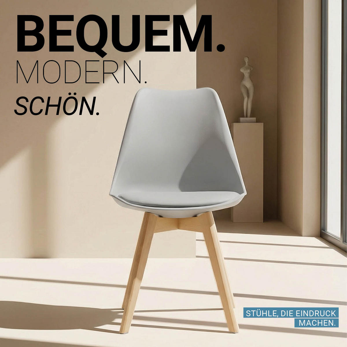 KÜCHENSTUHL 4er-Set Kunststoff Grau - Grau, Kunststoff (46/80/45cm) - Homestyle4u