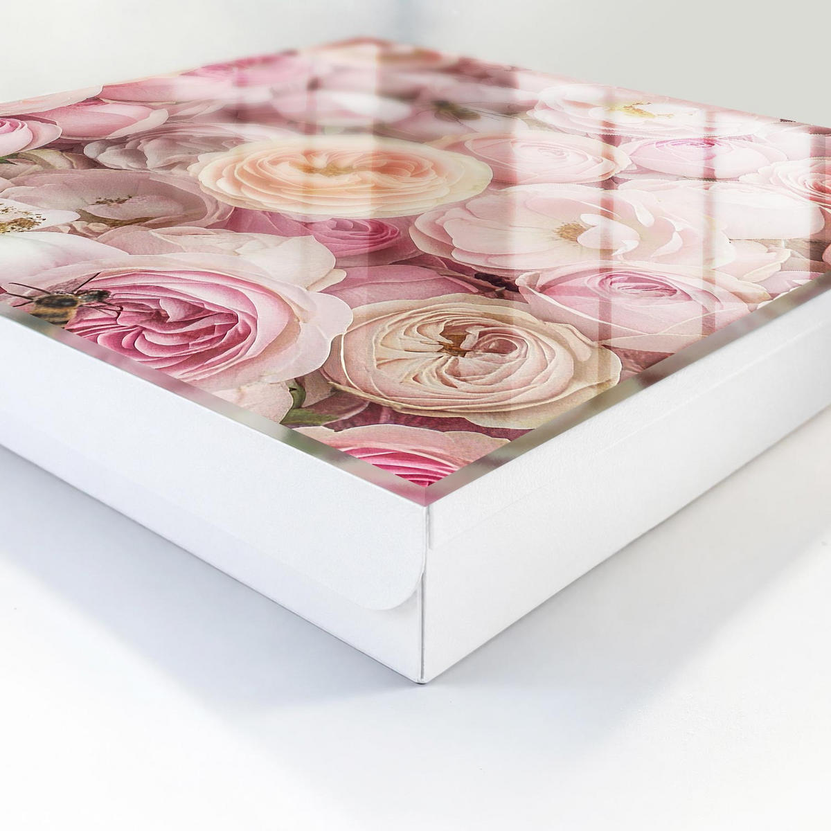 SCHLÜSSELBOX Weiß 30x30 cm – Türöffnung nach rechts - Rose ist wunderschön - Pink, Metall (30/30/5cm) - TULUP