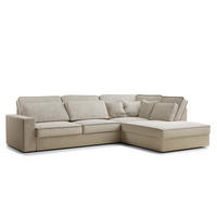 ECKSOFA Kirou Beige Chenille-Stoff - Rechts Seite - Beige/Schwarz, Holz/Holzwerkstoff (311/225cm) - Maison de Reve