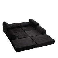 SCHLAFSOFA, Cord mit modularer Fußstütze, als Sofa & Bett, 243/194/53 cm, Schwarz - Schwarz, Textil (243/53/194cm) - Redom