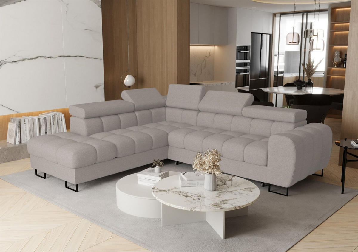 ECKSOFA Bastien Max Mit Schlaffunktion - Grau, Holzwerkstoff/Textil (225/260cm) - Fun Möbel
