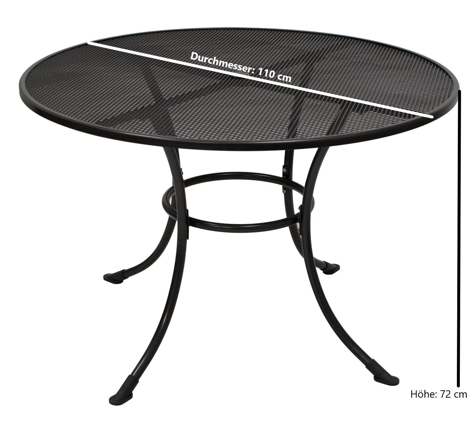 GARTENTISCH Roma 110cm rund mit Schirmloch aus Streckmetall - Grau, Metall (110/110/72cm) - TPFGarden