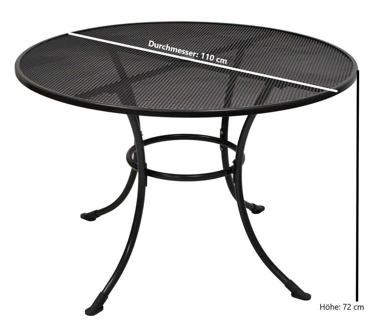 GARTENTISCH Roma 110cm rund mit Schirmloch aus Streckmetall - Grau, Metall (110/110/72cm) - TPFGarden