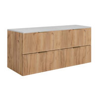 BADEZIMMERSCHRANK, Craft-Eiche / Weiß, Goldene Griffe, 120 (2 x 60) x 46 x 57 cm - Eichefarben/Goldfarben, Holzwerkstoff/Kunststoff (120/57/46cm) - 3XE LIVING