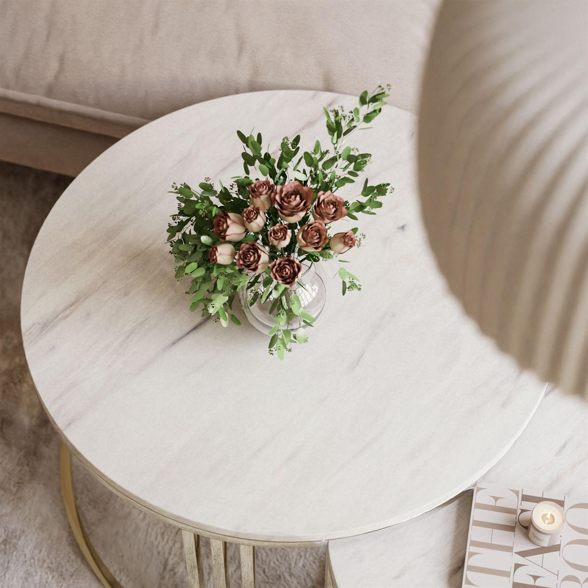 COUCHTISCH 2 in 1 LORI LEVANTO verchromt gold - Goldfarben, Holzwerkstoff (70/70/49cm) - Lookway