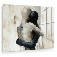 ACRYLGLASBILD Abstrakt - Liebe - Schwarz und weiß - Modern 80x60 cm - Schwarz, Glas (80/60cm) - MuchoWow