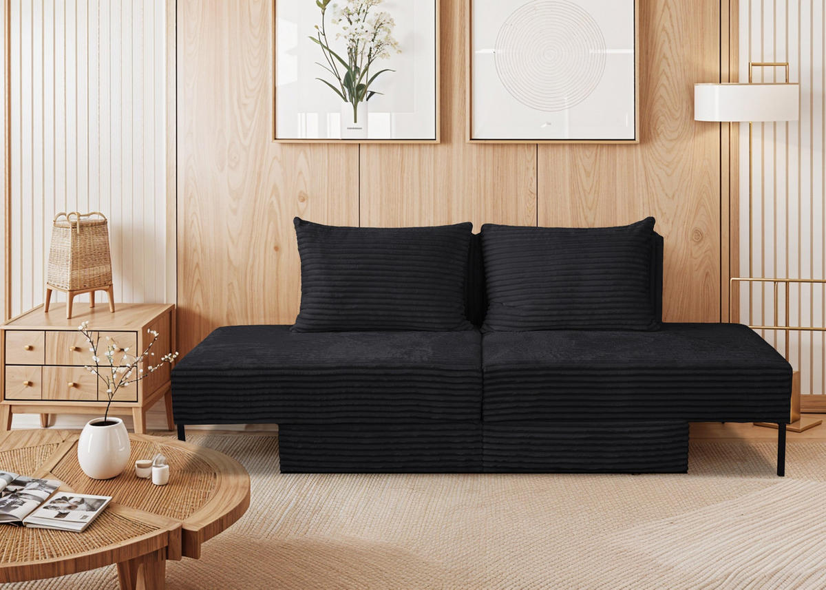 SOFA Mit Schlaffunktion MOOKA 4in1-Multifunktions-System Stoff Velo Schwarz - Schwarz, Holz/Textil (240/87/103cm) - Kaiser Möbel