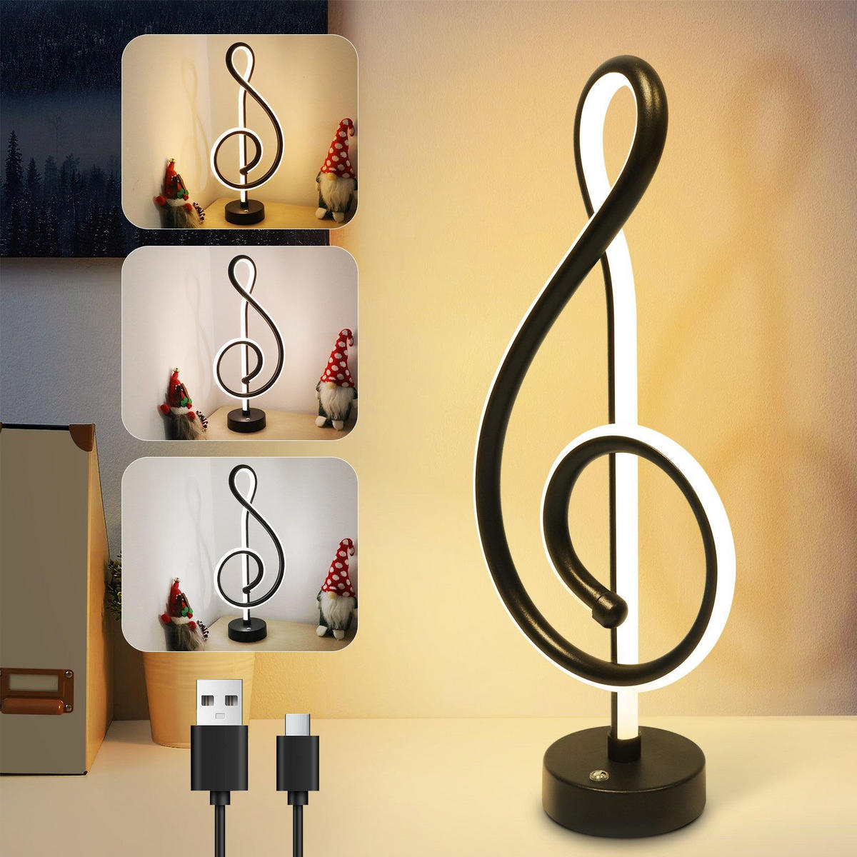 TISCHLEUCHTE Seebar 16.5/2.5/38.5 cm - Schwarz, Metall (38.5/16.5/2.5cm) - ZMH