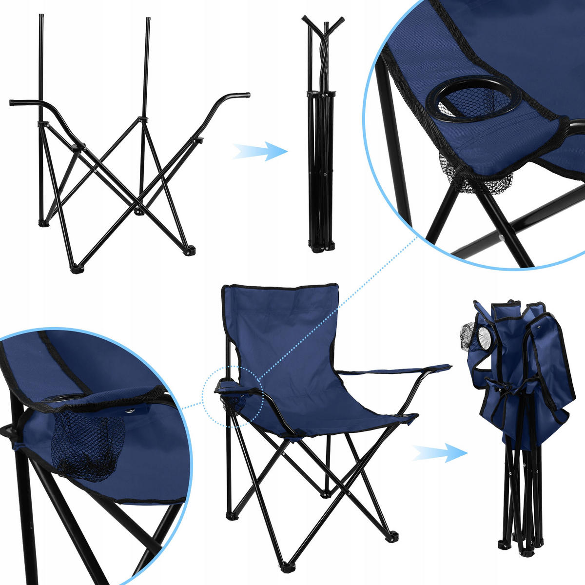 Klappstuhl 82 x 46 cm Blau - Blau, Metall (46/82cm) - KADAX