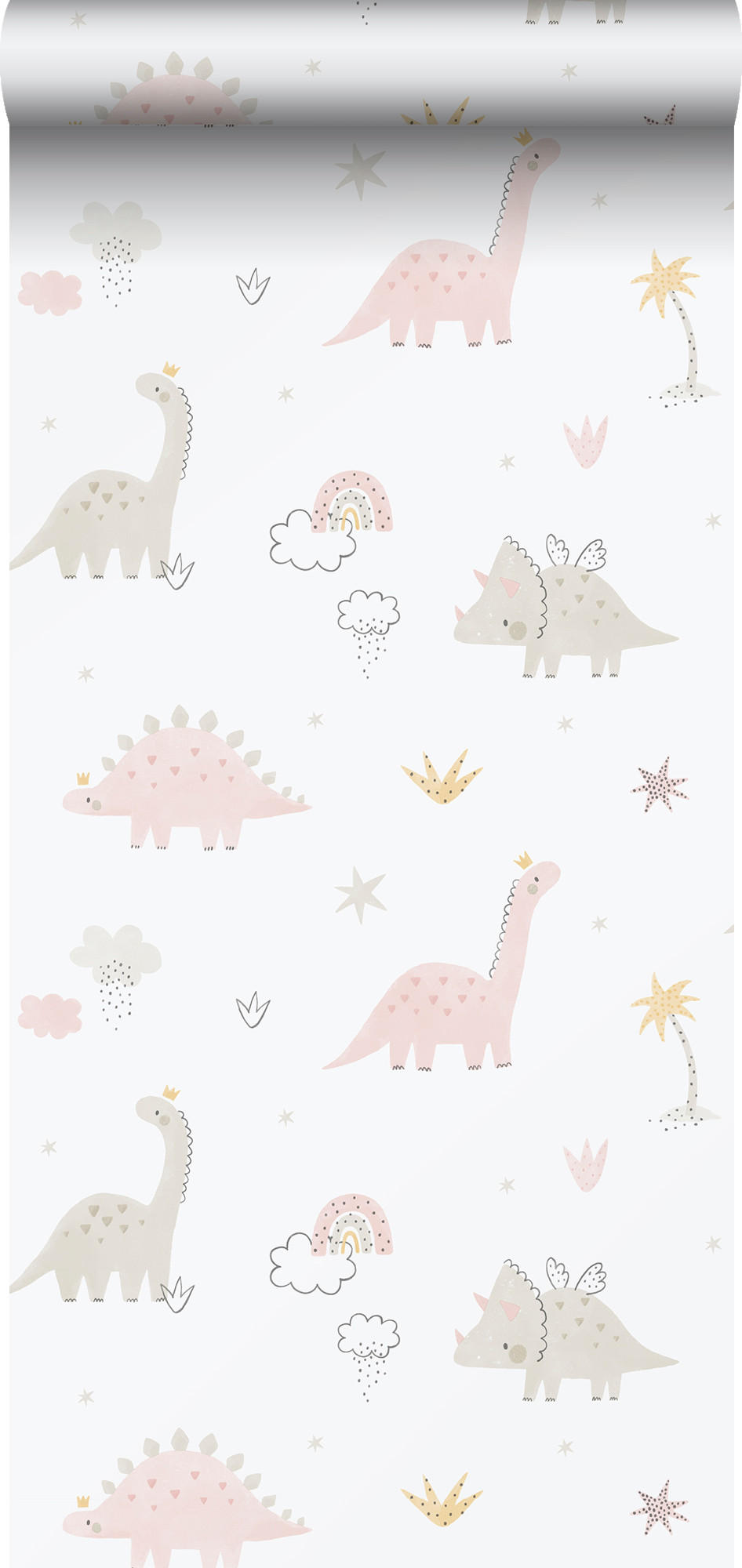 TAPETE Dinosaurier 53 cm x 10.05 m - Weiß, Papier (53/0.1cm) - Sanders & Sanders