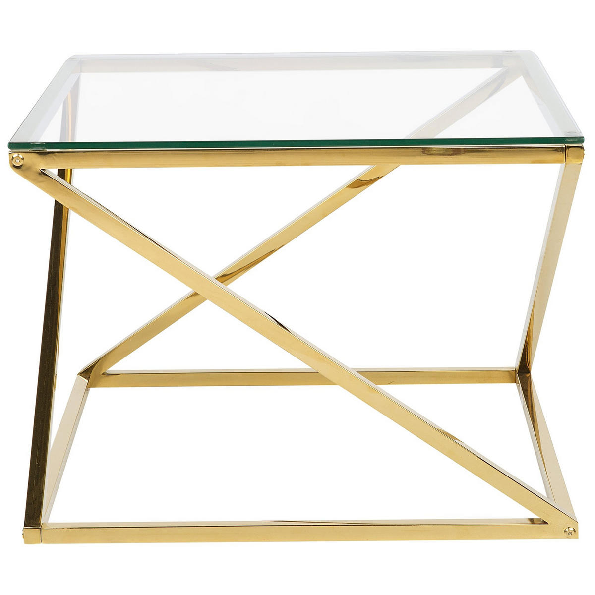 COUCHTISCH Glas Gold quadratisch 60/60 cm Beverly - Transparent/Goldfarben, Glas (60/60/45cm) - Beliani