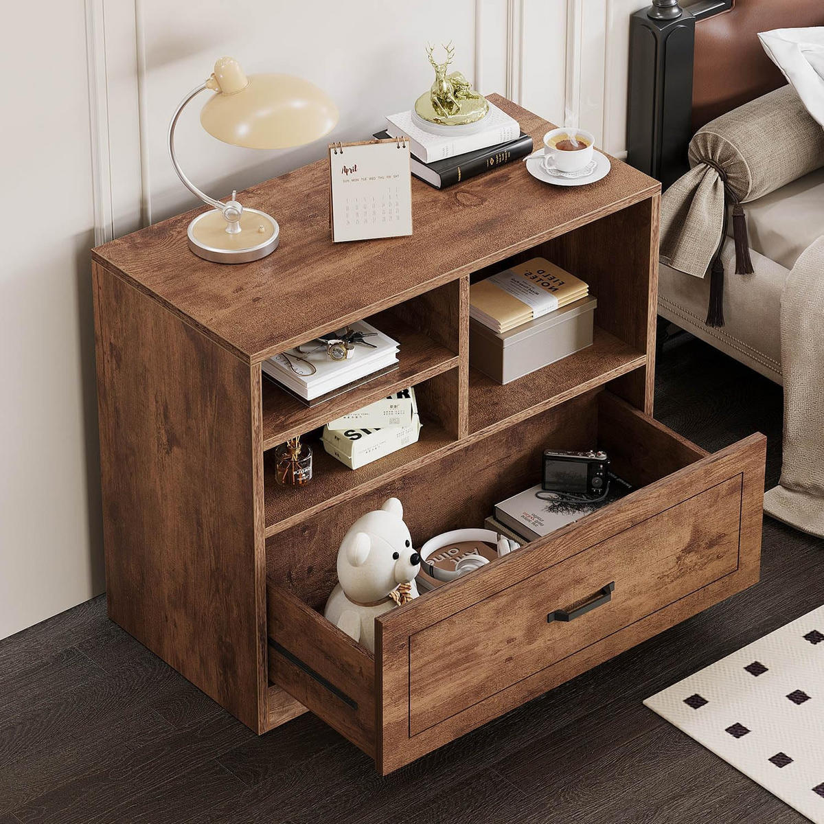 STAURAUMSCHRANK mit Schublade & Offenen Fächern INDUSTRIAL 83.8 x 40.0 x 72.5 cm - Wildeiche, Holzwerkstoff/Metall (83.8/72.5/40cm) - Quality Elegance