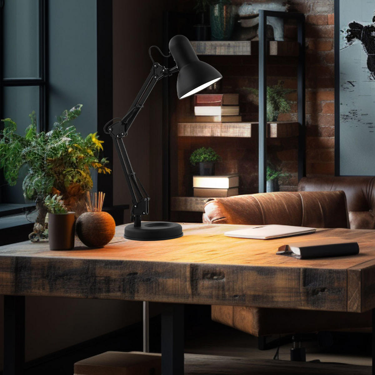 LED SCHREIBTISCHLEUCHTE Metall Schwarz - Schwarz, Metall (40/42/62cm) - Globo Lighting