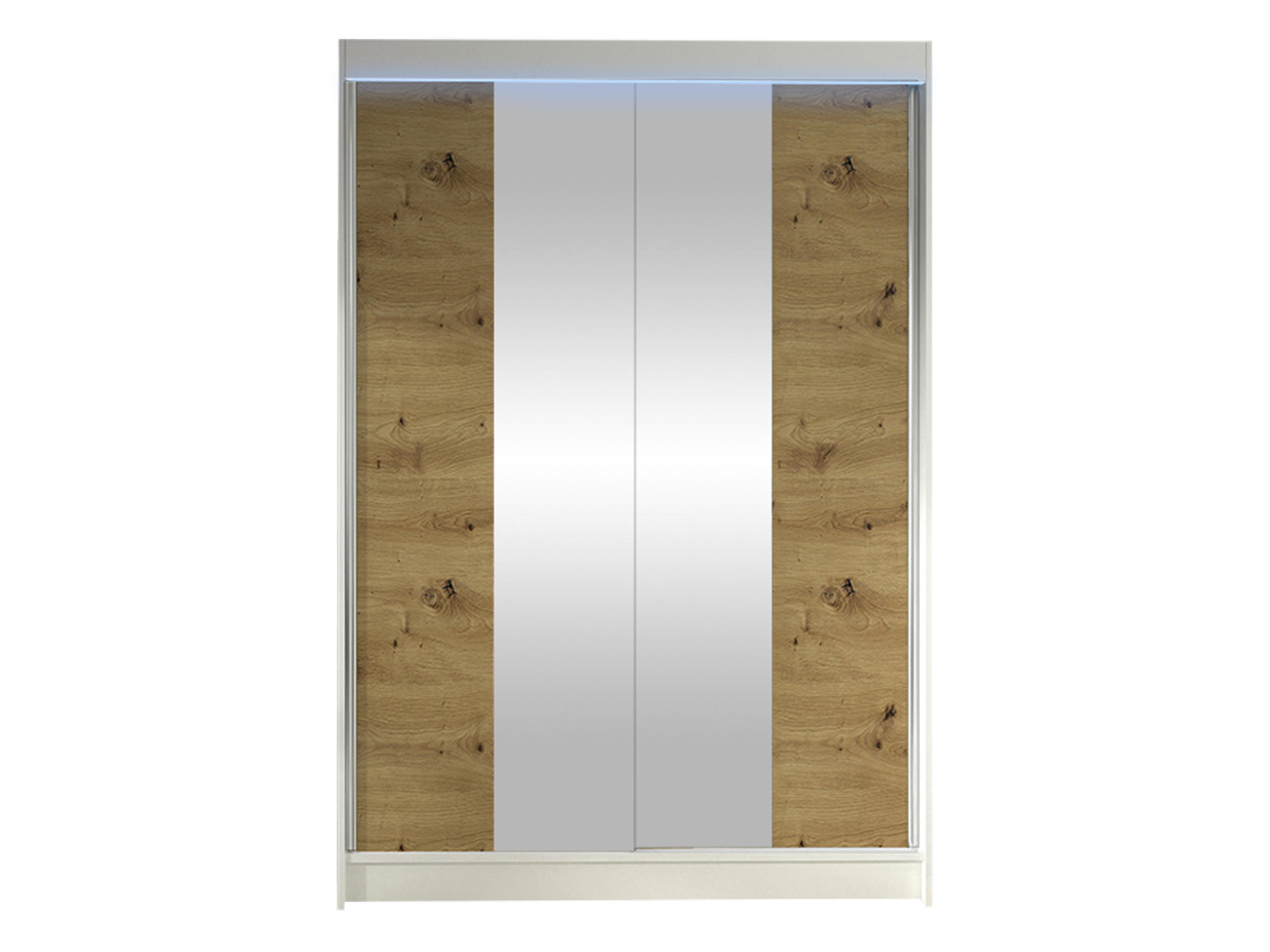 SCHWEBETÜRENSCHRANK Lino II mit RGB LED Beleuchtung - Weiß/Eiche Artisan, Holzwerkstoff/Metall (120/200/58cm) - MIRJAN24