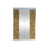 SCHWEBETÜRENSCHRANK Lino II mit RGB LED Beleuchtung - Weiß/Eiche Artisan, Holzwerkstoff/Metall (120/200/58cm) - MIRJAN24