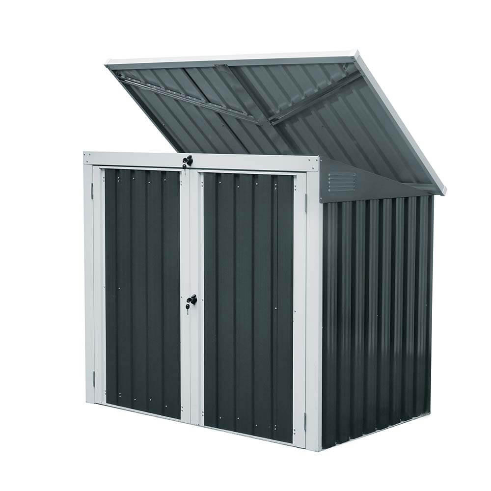 MÜLLTONNENBOX BASURA M - Größe: 2 x 240L - Anthrazit, Metall (158/134/101cm) - Home Deluxe