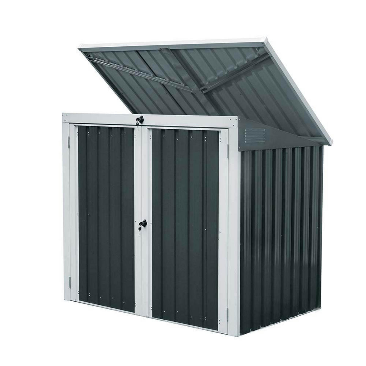 MÜLLTONNENBOX BASURA - Größe: 2 x 240L - Anthrazit, Metall (158/134/101cm) - Home Deluxe