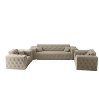 SOFASET Chantal In Moly - Beige, Holzwerkstoff/Textil (251/78/96cm) - Fun Möbel