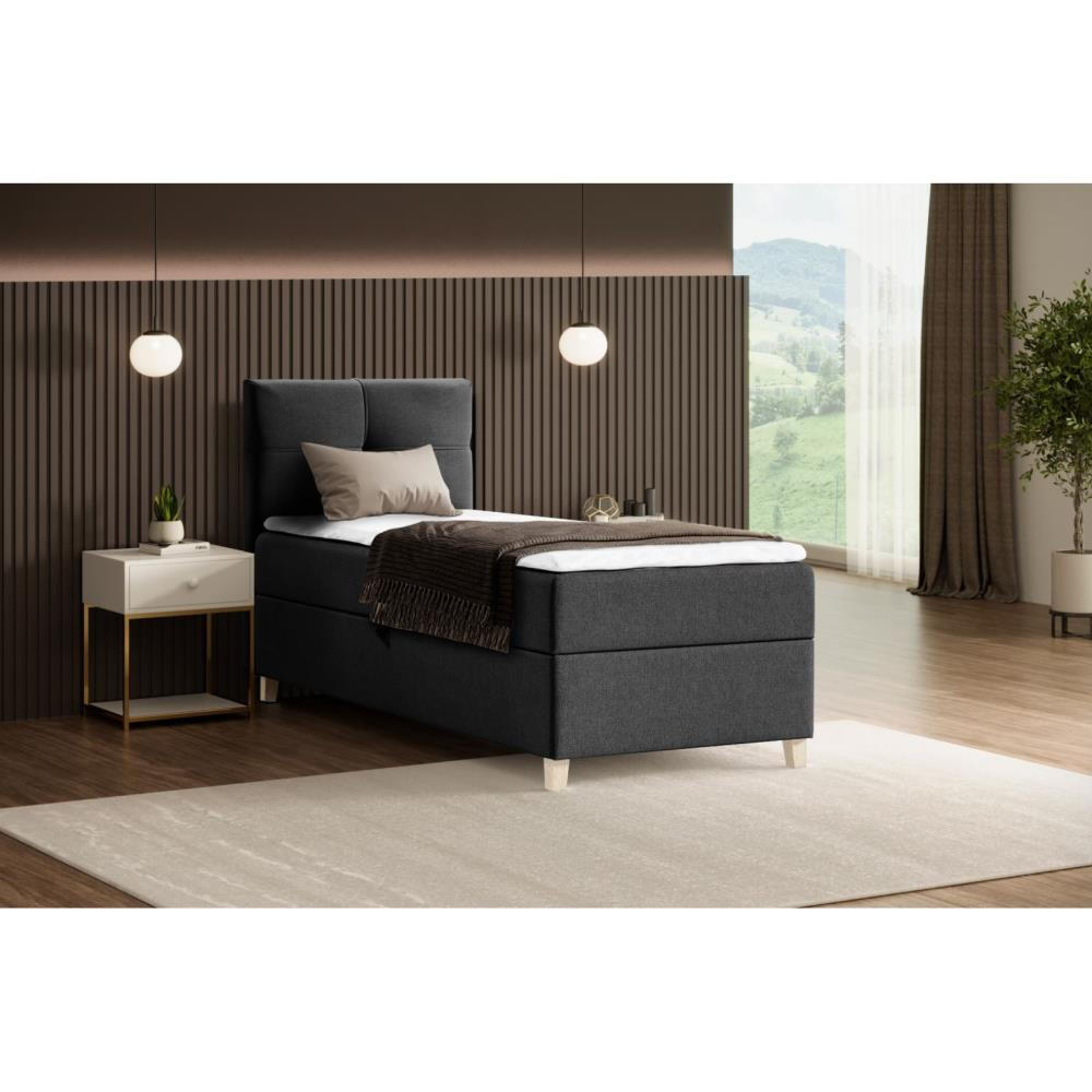 POLSTERBETT Helen Mini 93/206/106 schwarz - Schwarz, Holzwerkstoff/Textil (90/200cm) - Beautysofa