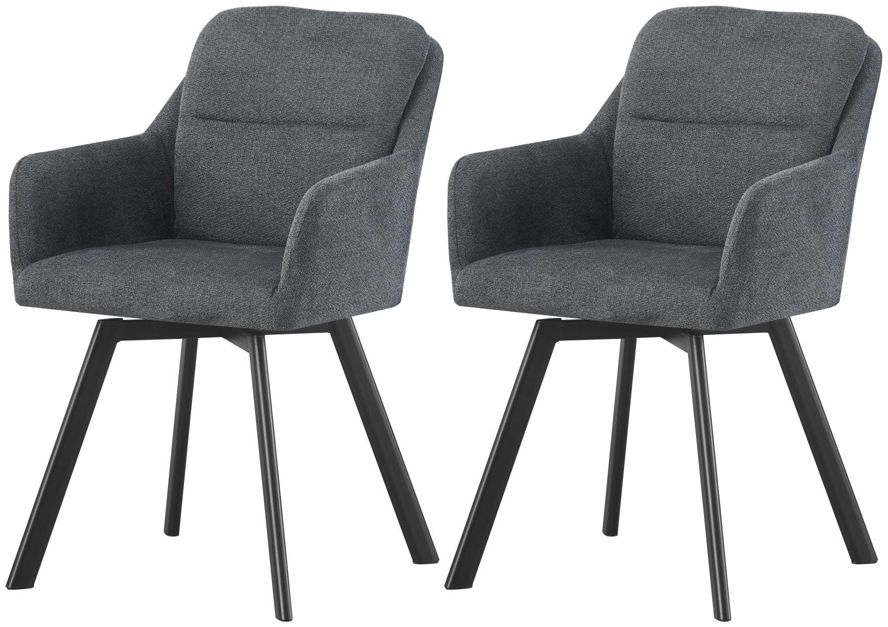 ARMLEHNENSTUHL Sophie anthrazit 2er Set - Anthrazit/Schwarz, Textil/Metall (53/87/62cm) - Xonox