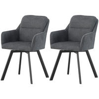 ARMLEHNENSTUHL Sophie anthrazit 2er Set - Anthrazit/Schwarz, Textil/Metall (53/87/62cm) - Xonox