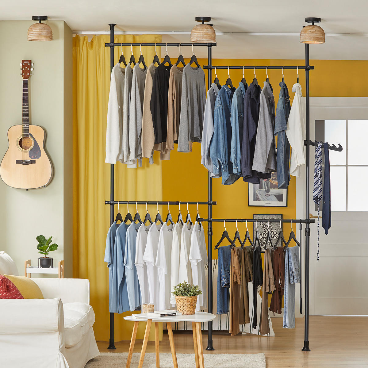 TELESKOP GARDEROBEN SYSTEM Schwarz - Schwarz, Kunststoff (226/285/3cm) - SoBuy