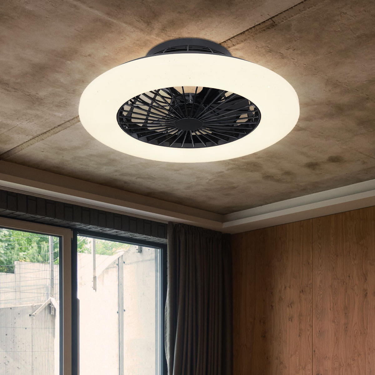 LED DECKENLEUCHTE Deckenventilator Weiß - Weiß, Metall (50/50/17.5cm) - Globo Lighting