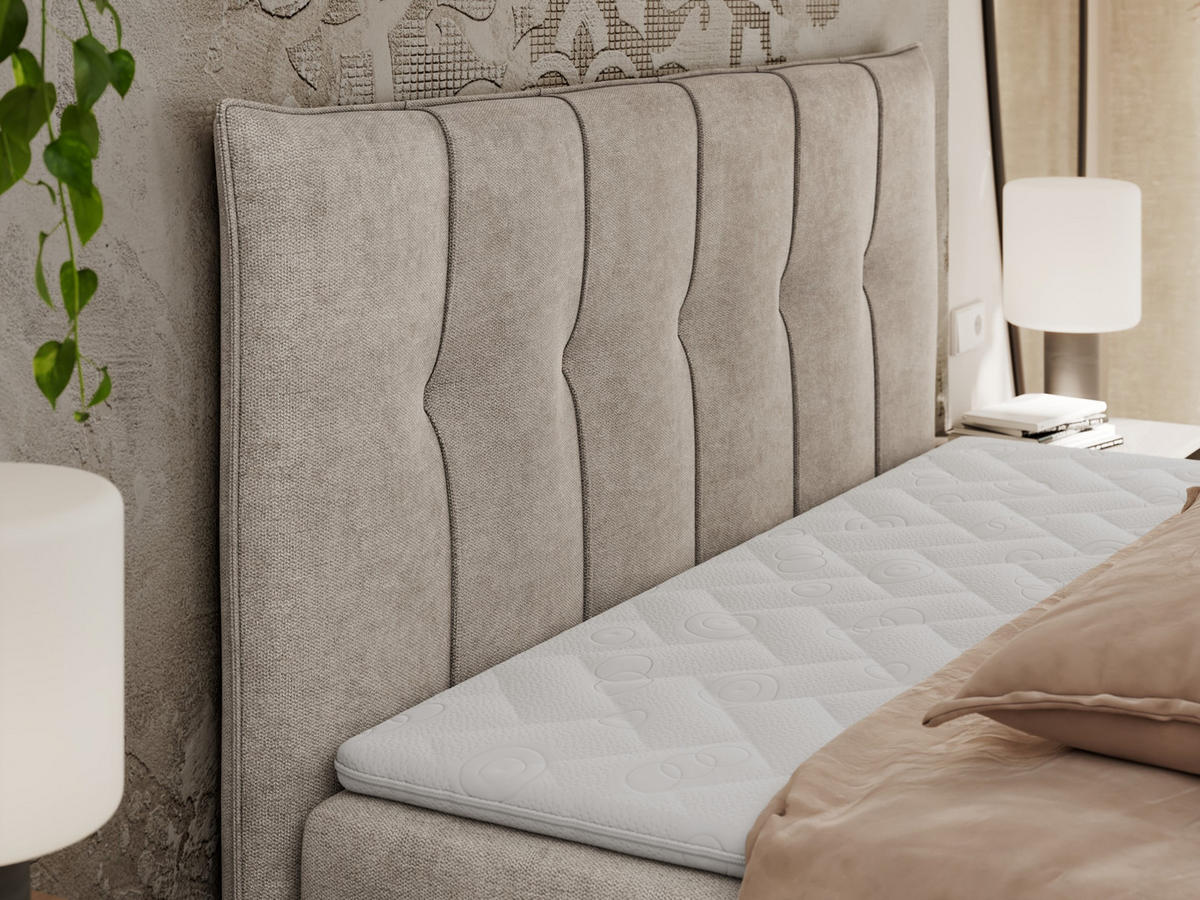BOXBETT PREMIUM 10 200/200 Beige Struktur - H3 - Beige, Holz/Textil (200/200cm) - MKS