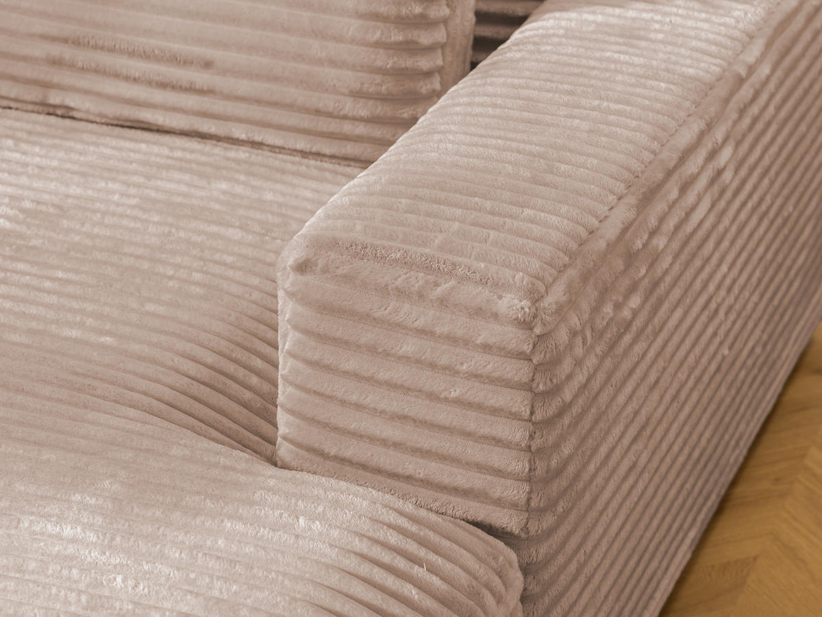 ECKSOFA Wolke mit tiefer Sitzfläche, Schlaffunktion und praktischem Bettkasten aus weichem Beige Cordstoff - Schwarz/Cappuccino, Holz/Kunststoff (225/162cm) - S-Style