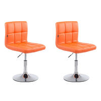 BARHOCKER 2er Set Bangko Kunstleder Orange - Orange, Leder/Metall (44/74/49cm) - DELUKE