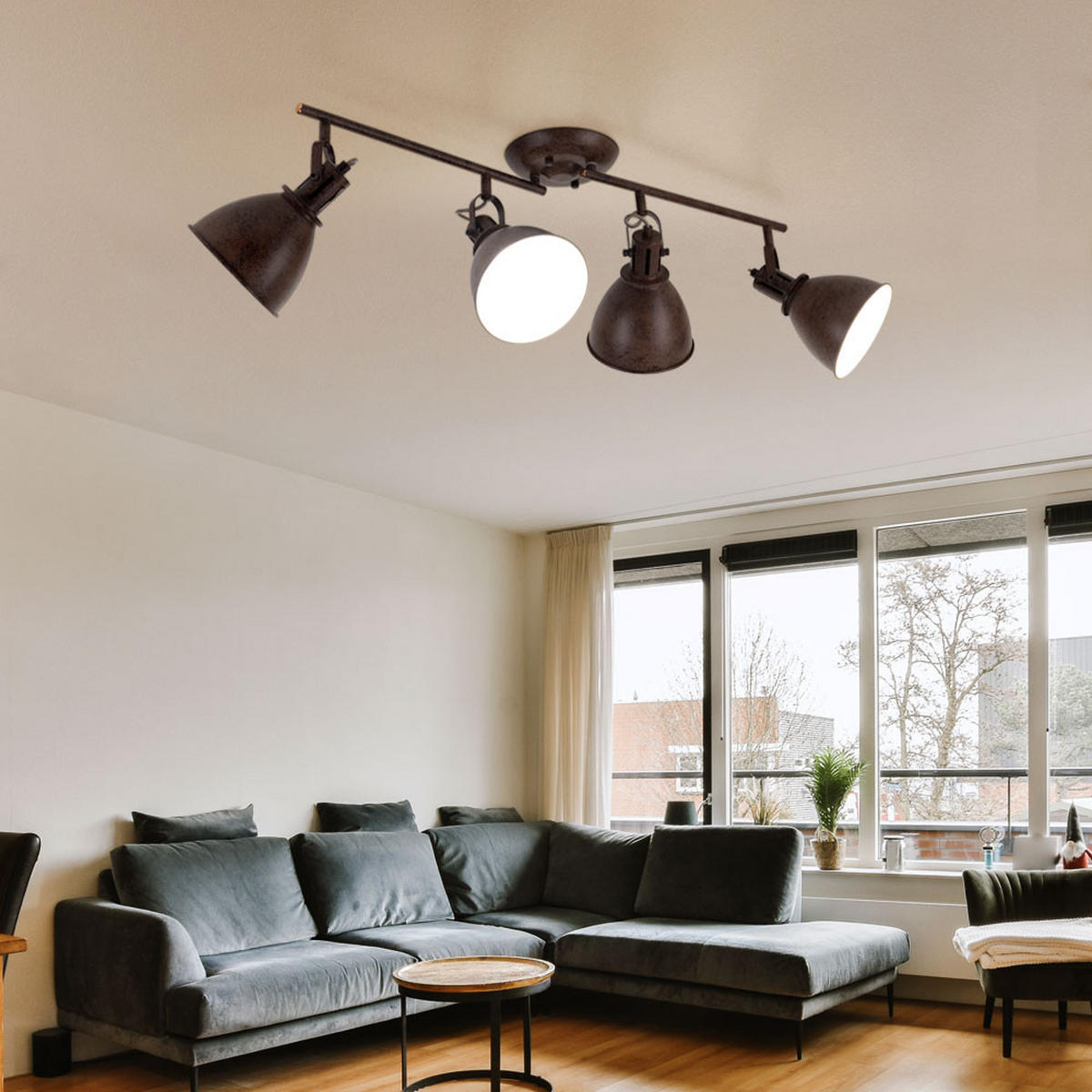 DECKENLEUCHTE Metall Rost Braun - Braun, Metall (80/15/20cm) - Globo Lighting