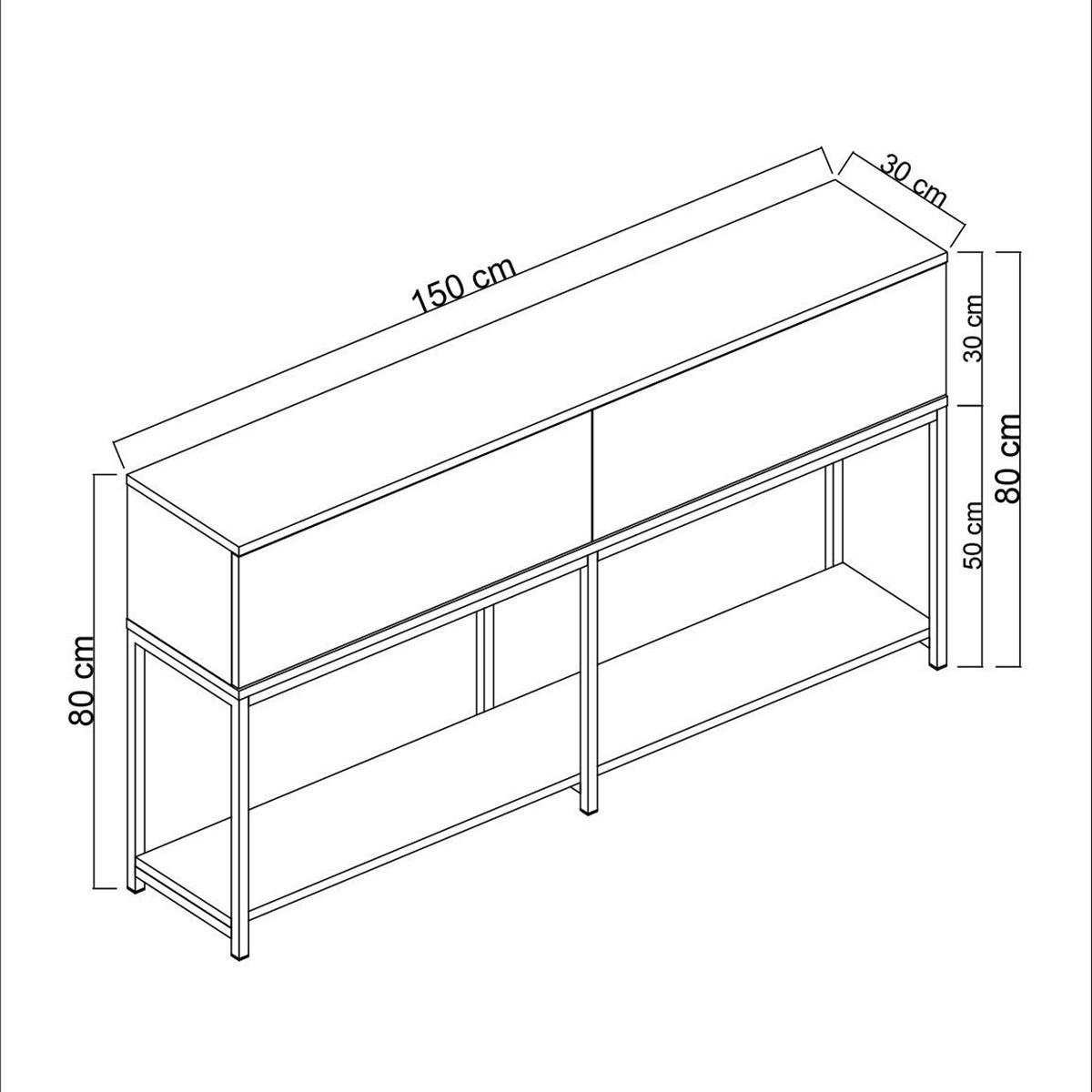 KONSOLE 2 Schwingtüren L150 cm - Lord - Anthrazit, Holzwerkstoff (150/30/80cm) - Calicosy