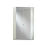 ECKKLEIDERSCHRANK Clack in Weiß mit Fronten in Hochglanz Weiß Lack mit Spiegel - Weiß, Holzwerkstoff (95/198/95cm)