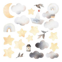 WANDAUFKLEBER 100x118cm - Elemente des Himmels - Multicolor, Kunststoff (100/118/0.1cm) - Wallfluent