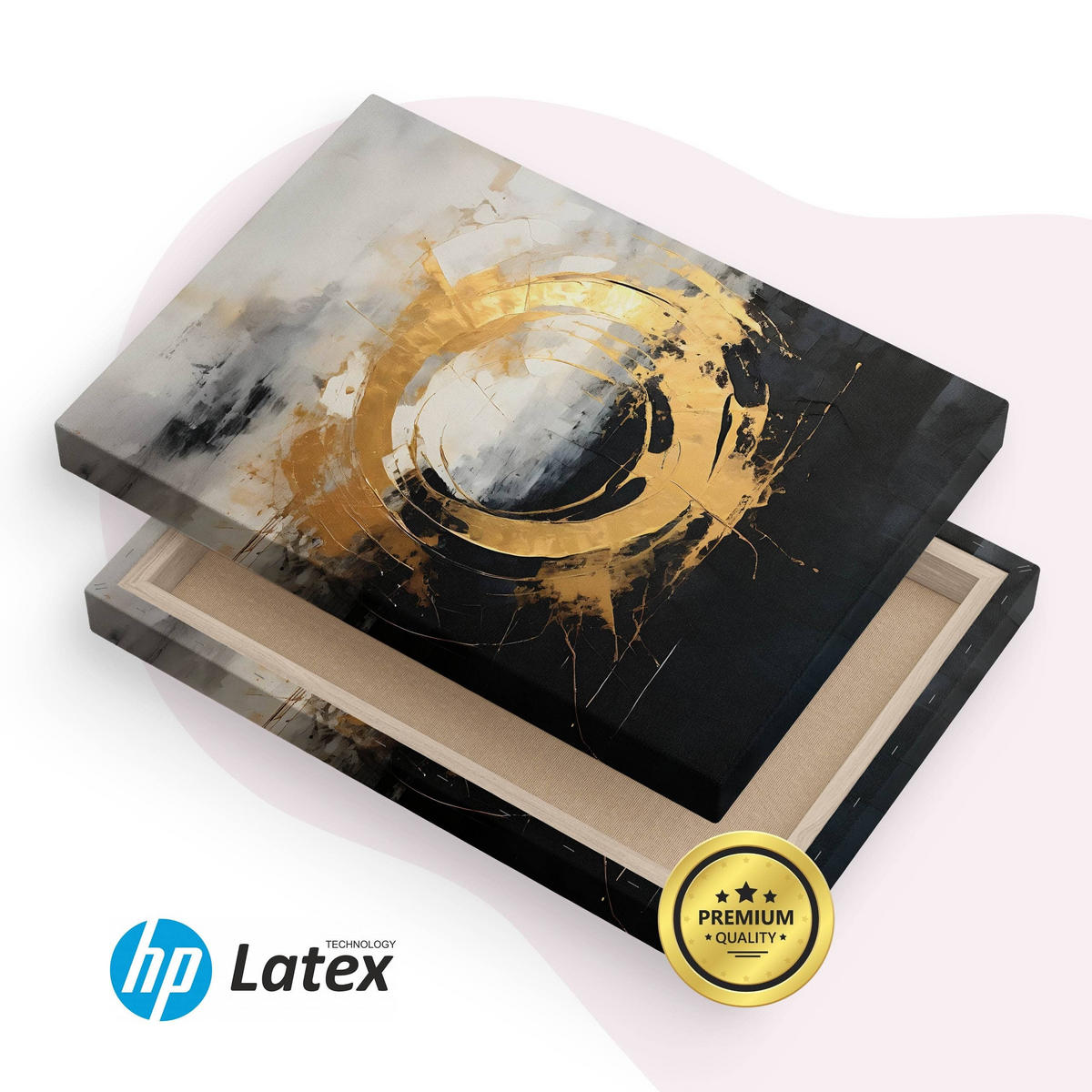 LEINWANDBILD Abstraktion Moderne Muster Glamour 30/20 cm - Beige/Schwarz, Textil (30/20cm) - Muralo