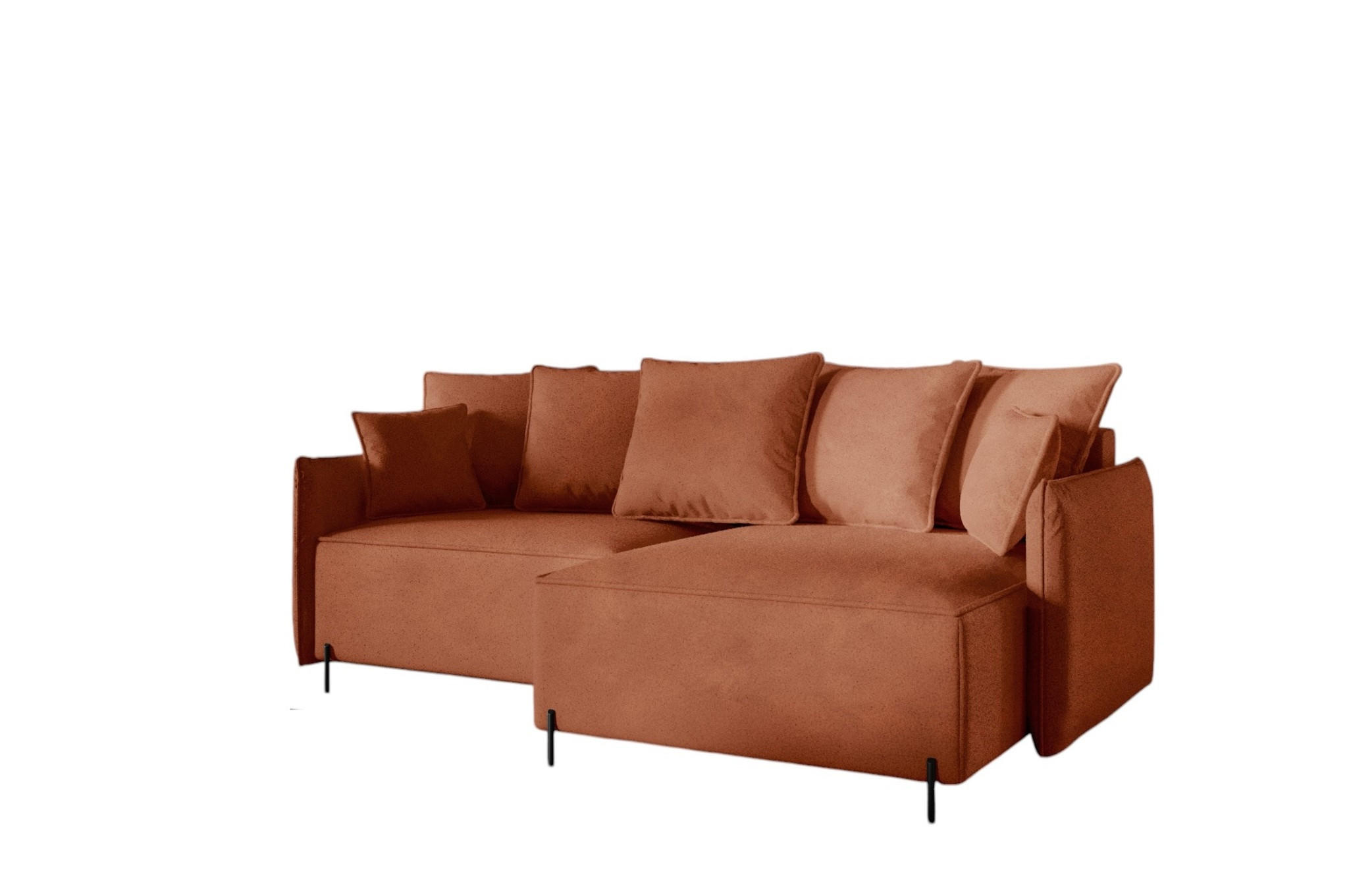 ECKSOFA Betto - Rotbraun, Holzwerkstoff/Textil (221/148cm) - Fun Möbel