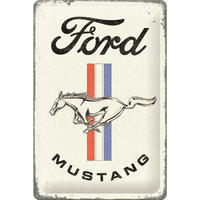 BLECHSCHILD 20/30 cm Ford Mustang Horse & Stripes Logo - Multicolor, Metall (20/30/0.2cm) - Nostalgic-Art