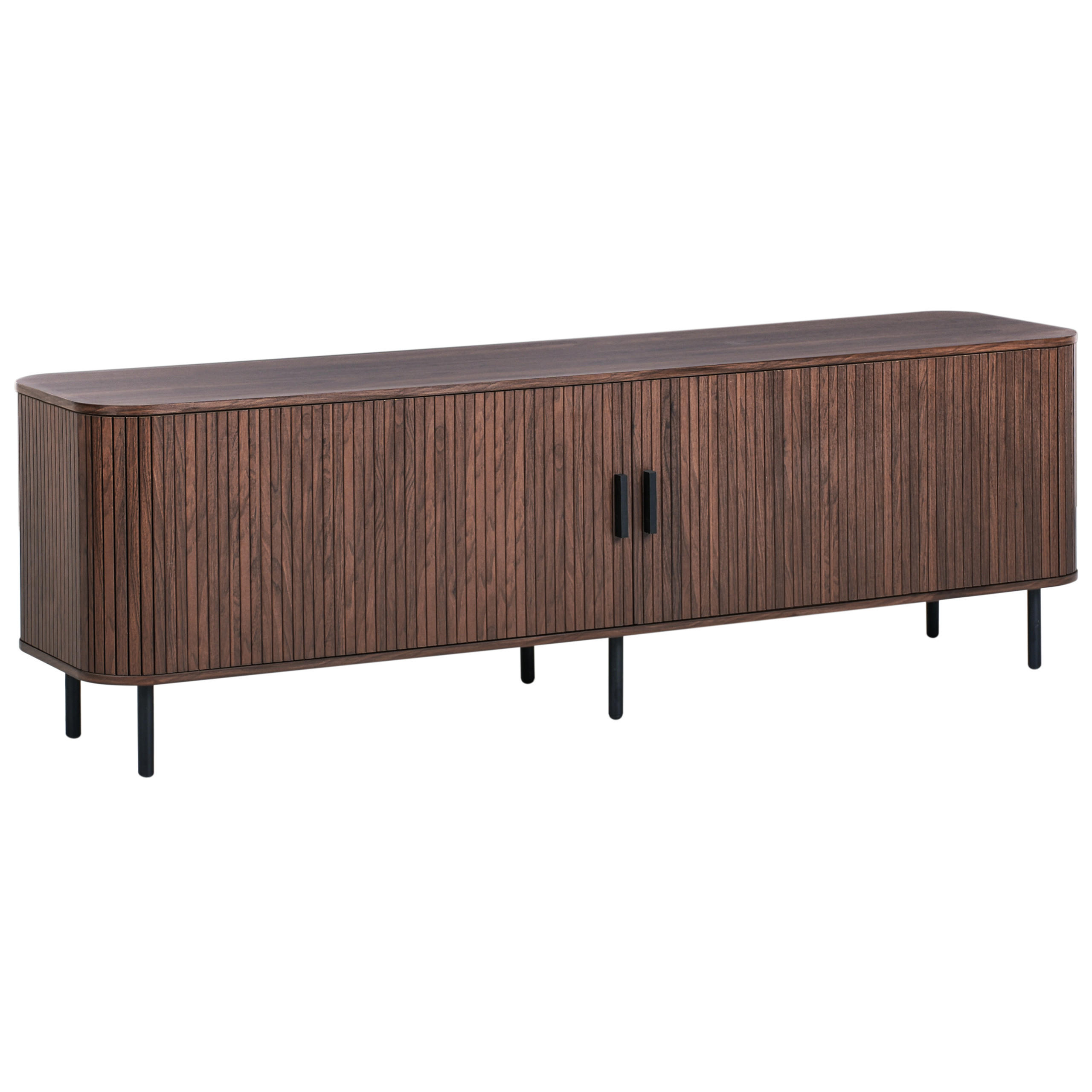 TV-MÖBEL Dunkelbraun Bradley - Schwarz/Braun, Holzwerkstoff (180/58/45cm) - Beliani
