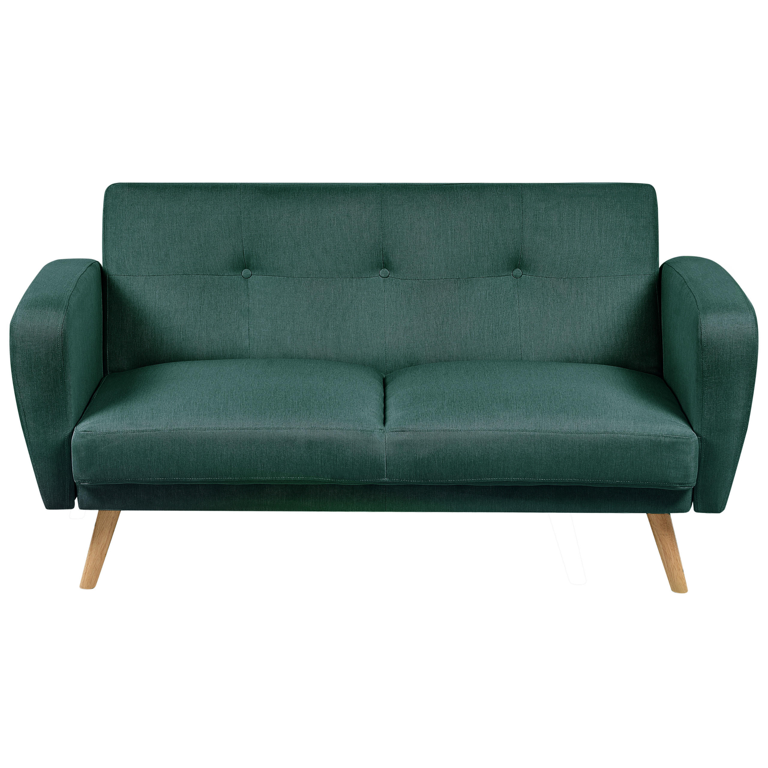 2-SITZER-SCHLAFSOFA dunkelgrün verstellbar Florli - Hellbraun/Grün, Textil (155/82/85cm) - Beliani