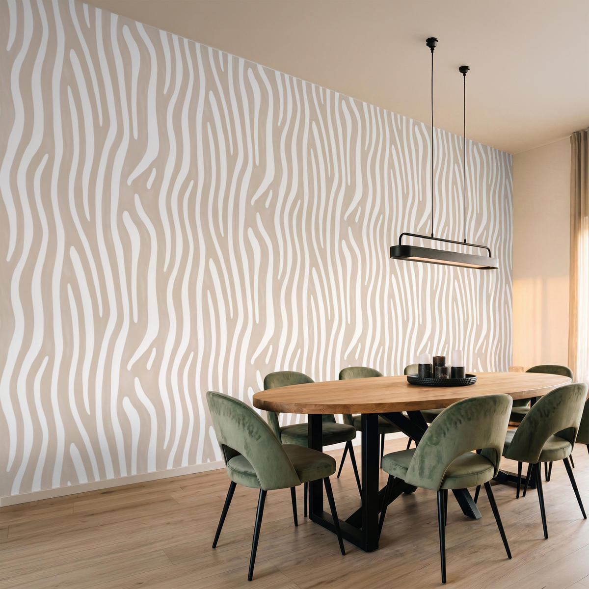 TAPETE - Abstrakt - Zebra - Beige - 450x200 cm - Beige, Papier (450/200cm) - OnlyWow