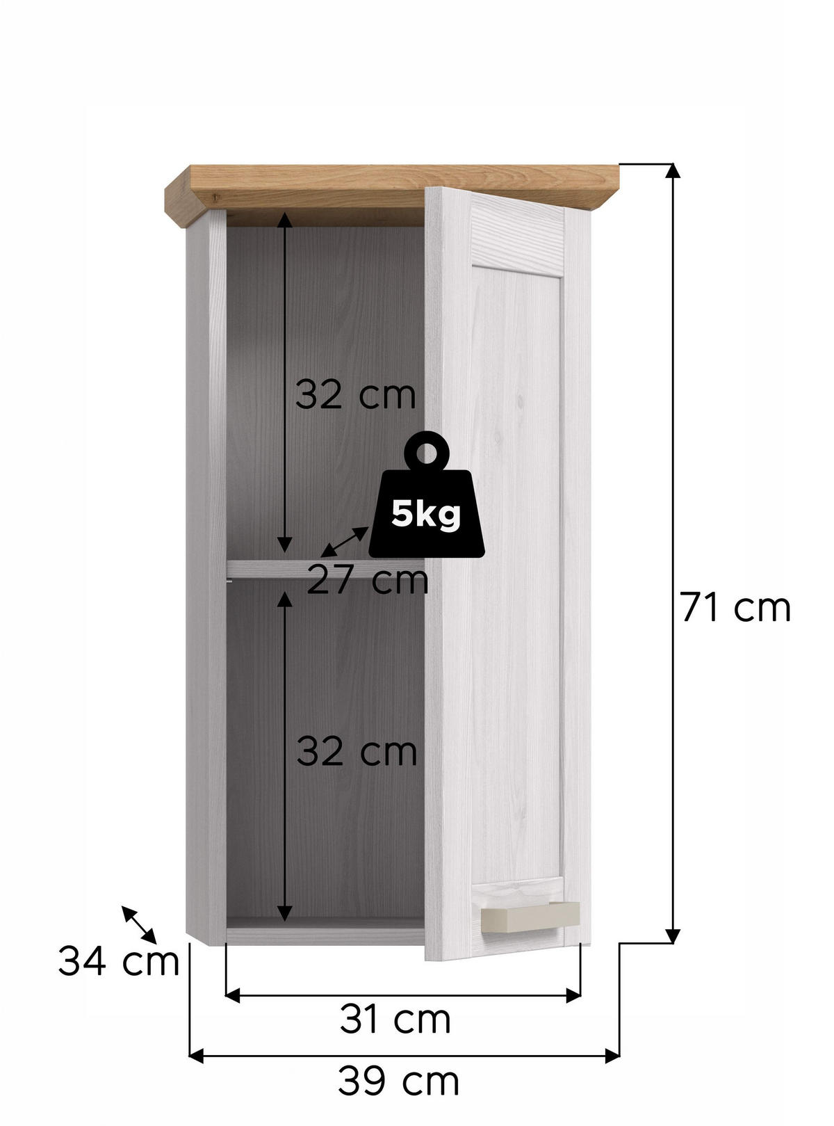 HÄNGESCHRANK Siena (B/H/T: ca. 39/71/34 cm) in Sibiu Lärche Nachbildung/Sibiu Lärche Nachbildung - Lärchefarben, Holzwerkstoff (39/71/34cm)