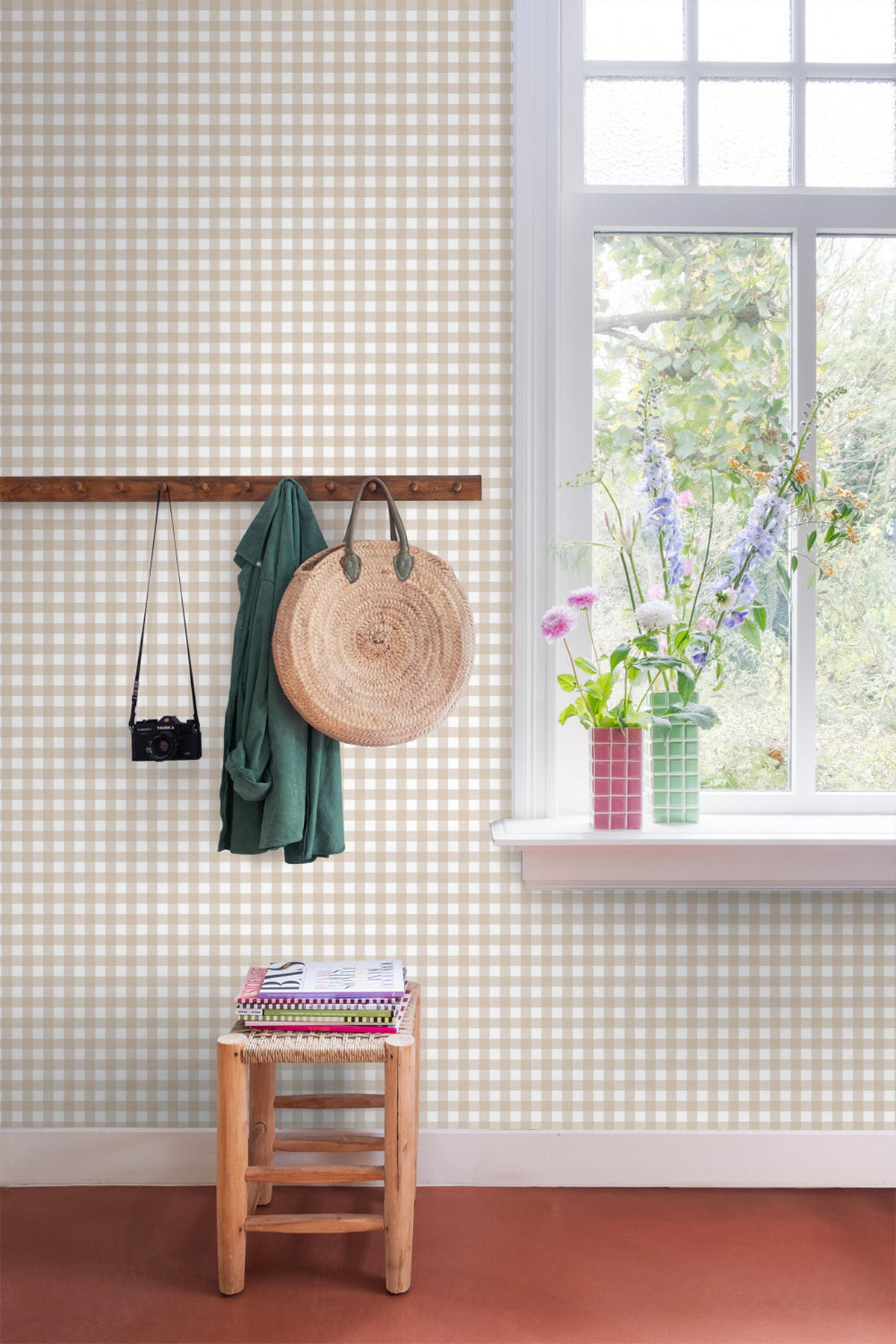 TAPETE Karomuster 50 x 900 cm - Beige, Papier (50/900cm) - ESTAhome