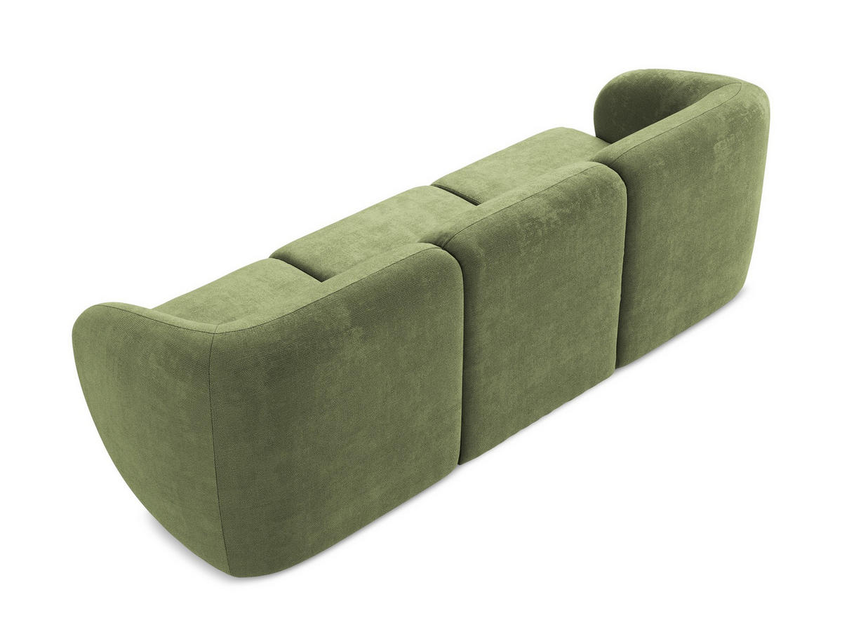 3-SITZER SOFA Chenille Stoff Grün - Schwarz/Grün, Holzwerkstoff/Kunststoff (244/75/94cm) - Makamii