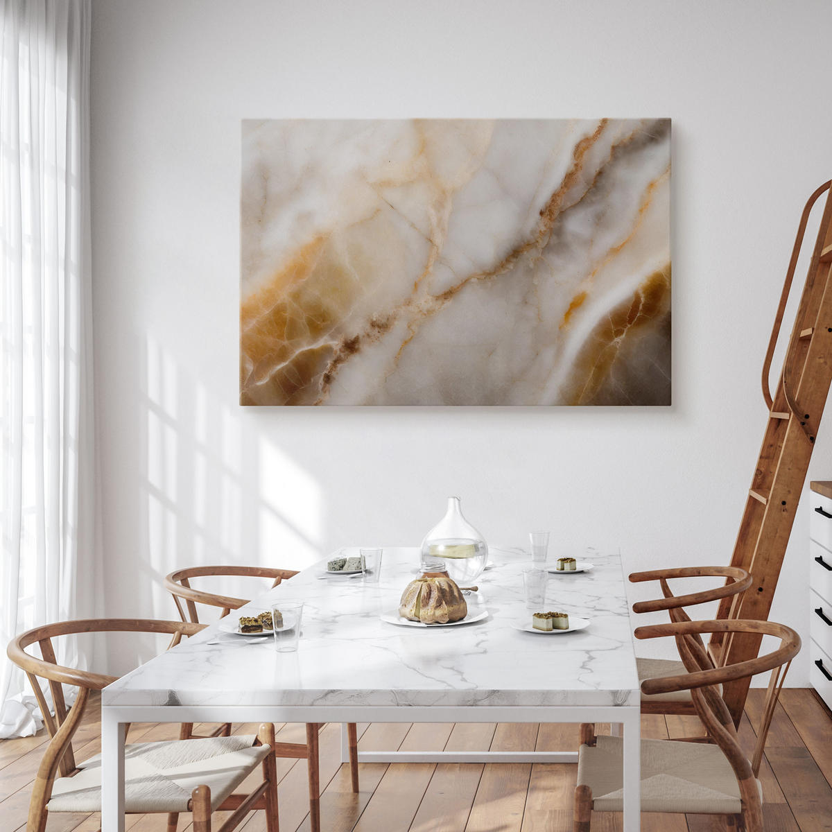 LEINWANDBILD Abstraktion MARMOR Moderne Muster für Büro 70/50 cm - Beige/Weiß, Textil (70/50cm) - Muralo