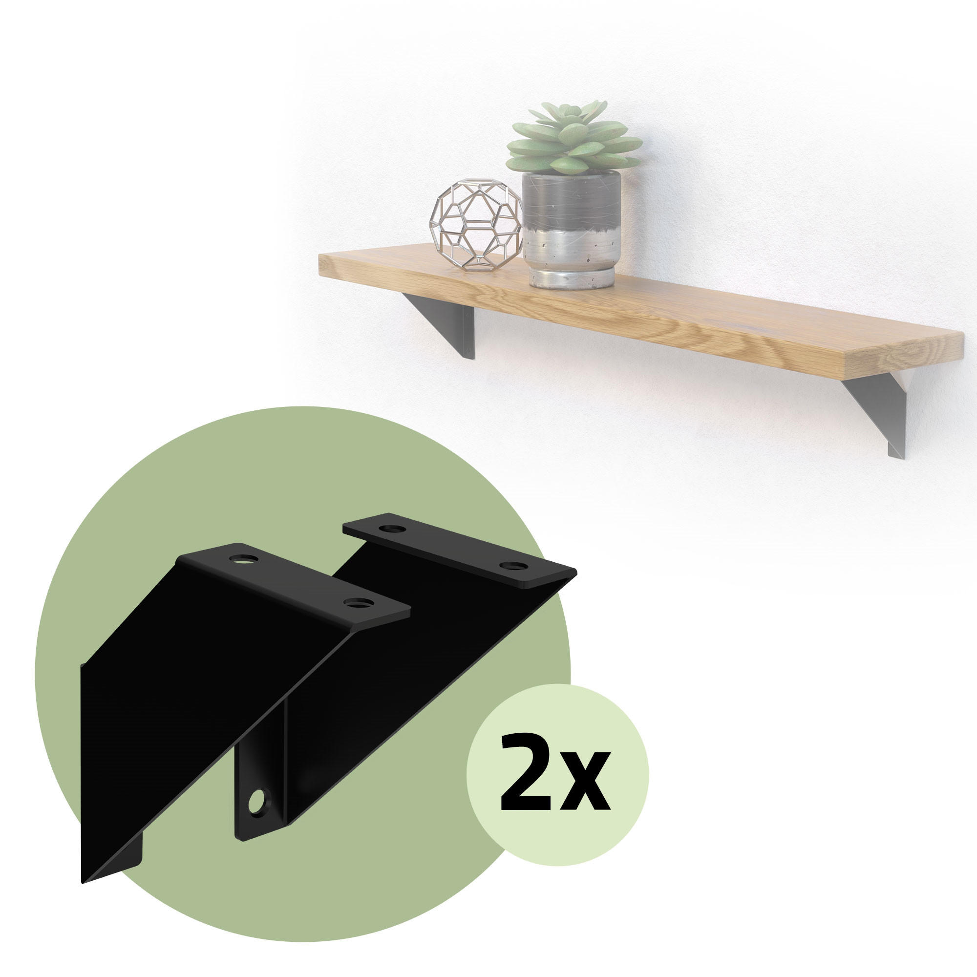 REGALHALTERUNG 2er Set - Schwarz, Metall (10/10/3cm) - ML-DESIGN