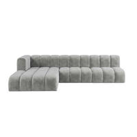 ECKSOFA Modulares In L-Form, Velvet-Stoff Riviera, Grau, Links, GRAND 295 cm - Grau, Holz (295/179cm) - Kaiser Möbel
